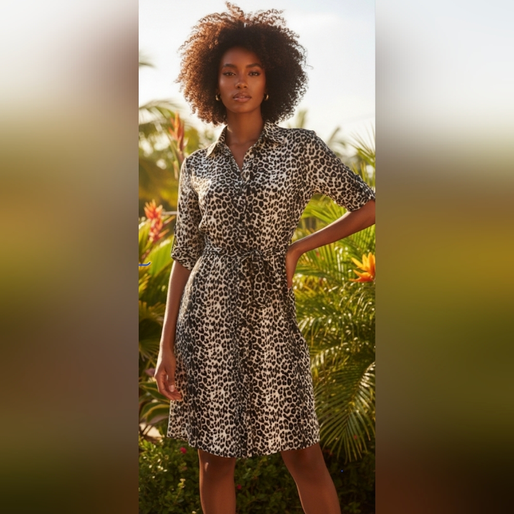 Leopard button down dress size 8